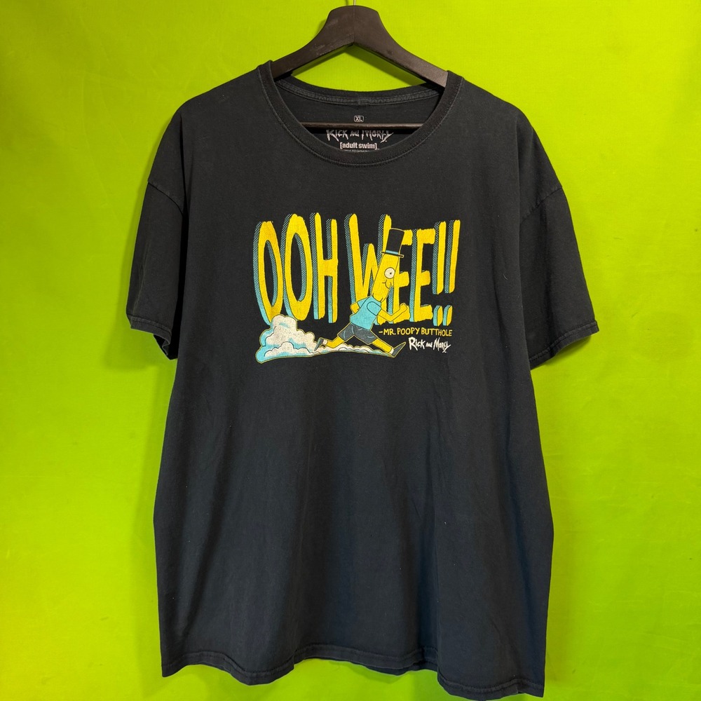 Rick and Morty Mr Poopy Butthole Ooh Wee Graphic T-Shirt Black XL Adult Swim
